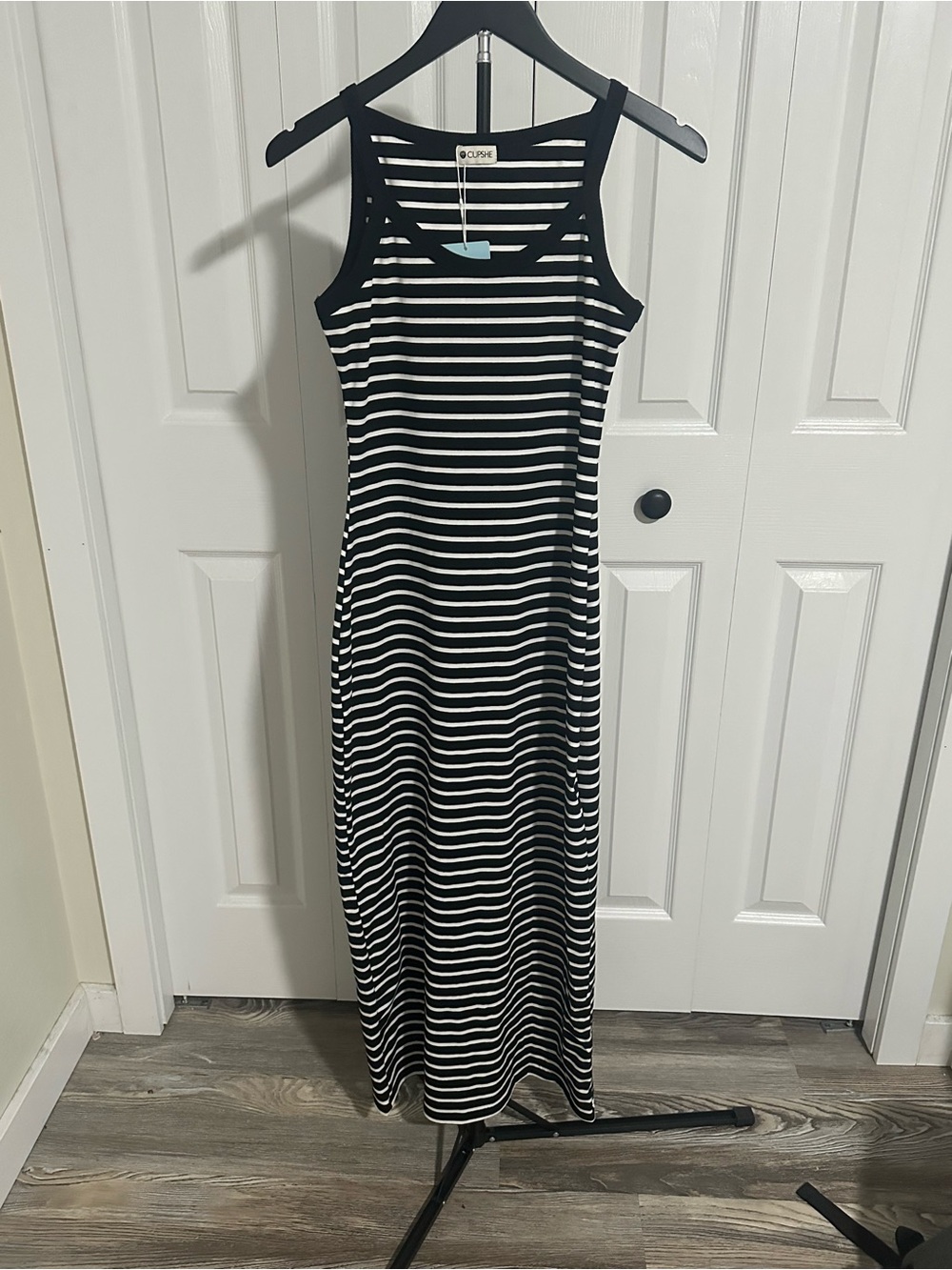 Cupshe Black and White Striped Tank Maxi Dress